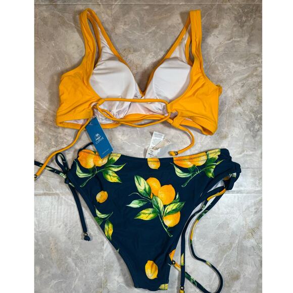 NWT Cupshe Lemon & Sunshine Bikini Sz Medium - Picture 2 of 6